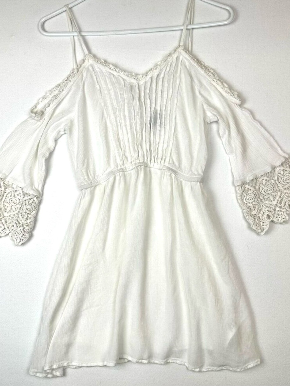 Topshop Lace Trim White Mini Dress Off‎ the Shoulder Cottagecore Coquette